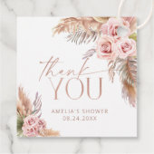 Boho Floral Pampas Roos Gold Hartelijk dank Bedankjes Labels (Achterkant)