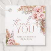 Boho Floral Pampas Roos Gold Hartelijk dank Bedankjes Labels (Voorkant)