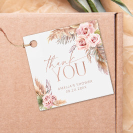 Boho Floral Pampas Roos Gold Hartelijk dank Bedankjes Labels