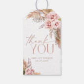 Boho Floral Pampas Roos Gold Hartelijk dank Cadeaulabel (Achterkant)