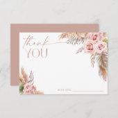Boho Floral Pampas Roos Gold Hartelijk dank Kaart (Voorkant / Achterkant)
