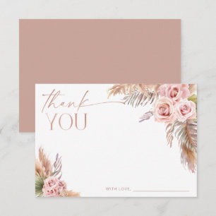 Boho Floral Pampas Roos Gold Hartelijk dank Kaart