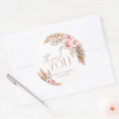 Boho Floral Pampas Roos Gold Hartelijk dank Ronde Sticker (Envelop)