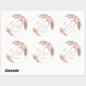 Boho Floral Pampas Roos Gold Hartelijk dank Ronde Sticker (Vel)