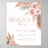Boho Floral Pampas Roos Gold Mimosa Bar Poster (Voorkant)