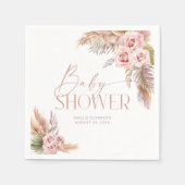 Boho Floral Pampas Roos Gold Paper Borden Servet (Voorkant)