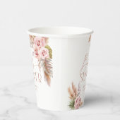 Boho Floral Pampas Roos Gold Papieren Bekers (Rechts)