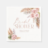 Boho Floral Pampas Roos Gold Servet (Voorkant)