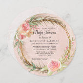 BOHO Floral Pampas roze Waterverf Wreate Baby Kaart (Voorkant / Achterkant)