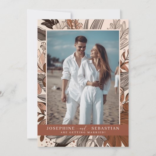 Boho Floral Pampas Save The Date Kaart (Achterkant)