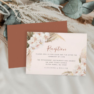 Boho Floral Pampas Terracotta Wedding Reception Informatiekaartje