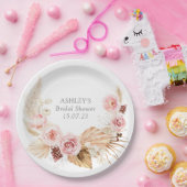 Boho floral pampas wreator Vrijgezellenfeest Papieren Bordje (Feest)