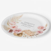 Boho floral pampas wreator Vrijgezellenfeest Papieren Bordje (Gekanteld)