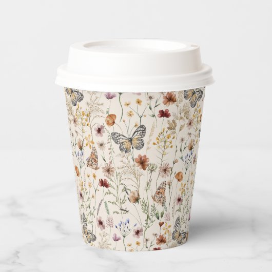 Boho Floral Paper cup Papieren Bekers (Voorkant)
