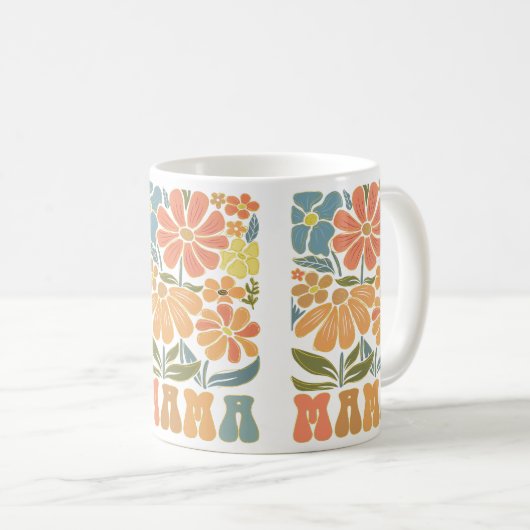 Boho Floral Pastel MAMA Gift Koffiemok (Voorkant rechts)