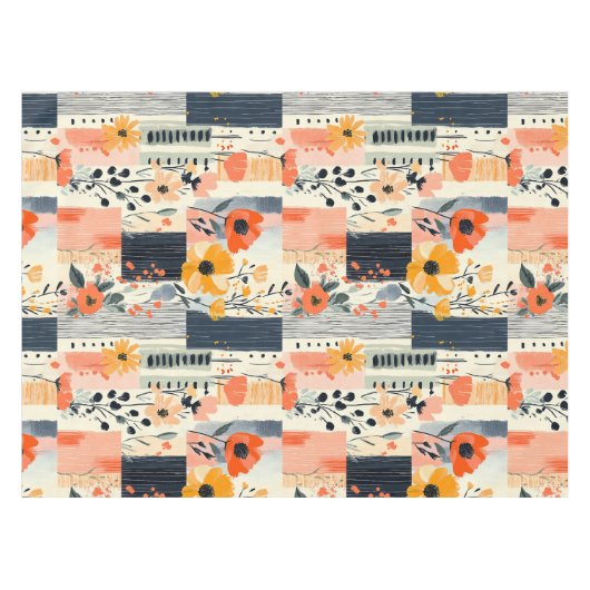 Boho Floral Patchwork Keuken Tafelkleed (Voorkant (Horizontaal))