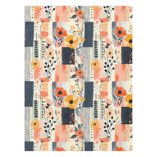 Boho Floral Patchwork Keuken Tafelkleed (Voorkant)