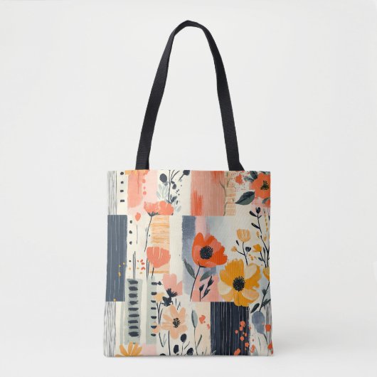 Boho Floral Patchwork Pattern Tote Bag (Voorkant)