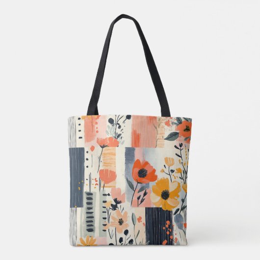 Boho Floral Patchwork Pattern Tote Bag (Achterkant)