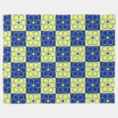 Boho Floral Pattern Blue Yellow Fleece Deken (Voorkant (Horizontaal))