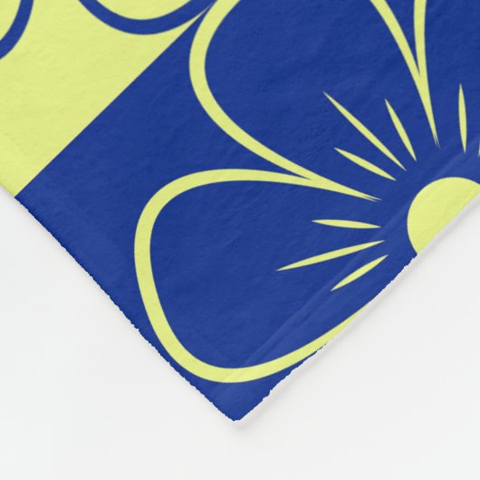 Boho Floral Pattern Blue Yellow Fleece Deken (Hoek)