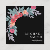 Boho Floral Pattern Blush Event Planner Vierkante Visitekaartje (Voorkant)