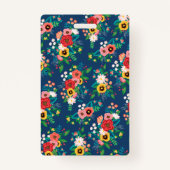 Boho Floral Pattern & Blush Pink Waterverf Foto Badge (Achterkant)