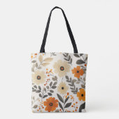 Boho Floral Pattern Canvas tas (Achterkant)