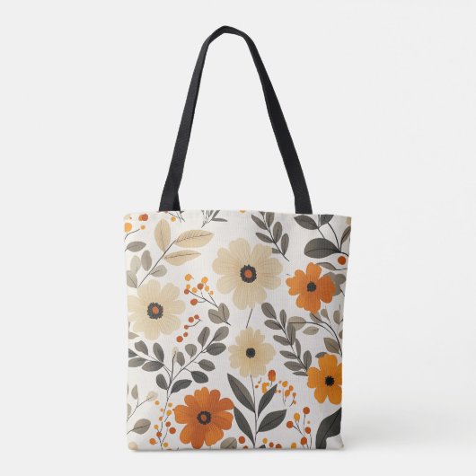 Boho Floral Pattern Canvas tas (Achterkant)