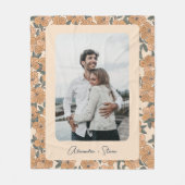 Boho Floral Pattern Custom Couple Foto Name Fleece Deken (Voorkant)