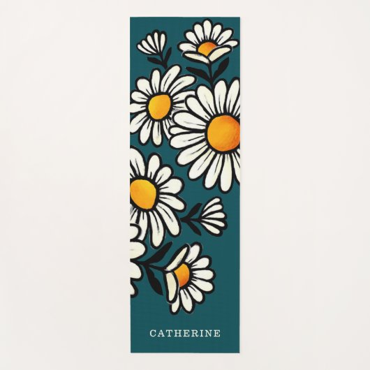 Boho Floral Pattern Custom Name Yoga Mat (Voorkant)