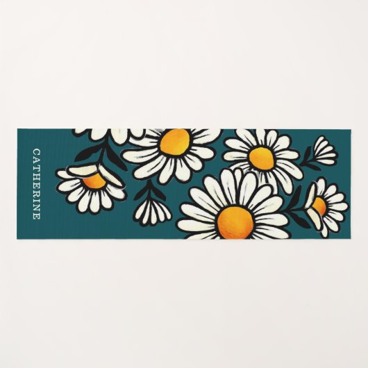 Boho Floral Pattern Custom Name Yoga Mat (Voorkant (horizontaal))