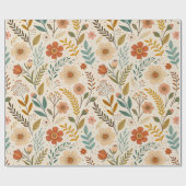 Boho Floral Pattern in Autumn Tones Cadeaupapier (Vlak)