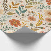 Boho Floral Pattern in Autumn Tones Cadeaupapier (Hoek)