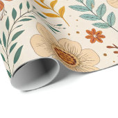 Boho Floral Pattern in Autumn Tones Cadeaupapier (Rol Hoek)