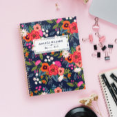 Boho Floral Pattern - Navy Blue & Coral - Naam Planner