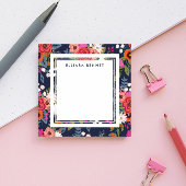Boho Floral Pattern - Navy Blue - Custom Name Post-it® Notes