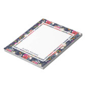 Boho Floral Pattern - Navy Blue - naam Notitieblok (Linkerzijde)