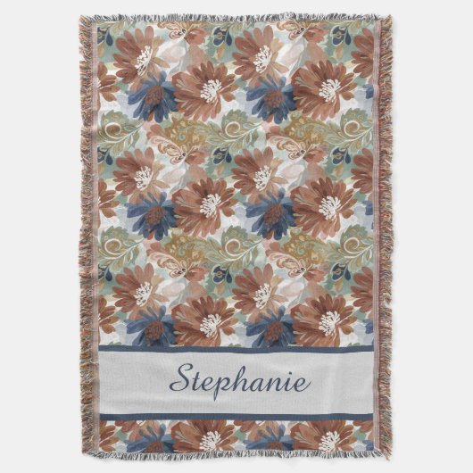 Boho Floral Pattern Throw Blanket Deken (Voorkant Verticaal)