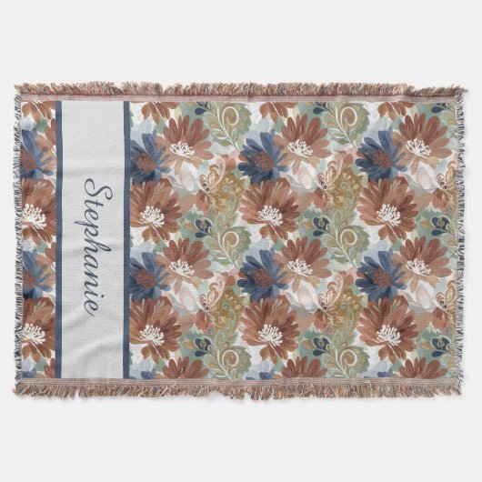 Boho Floral Pattern Throw Blanket Deken (Voorkant)