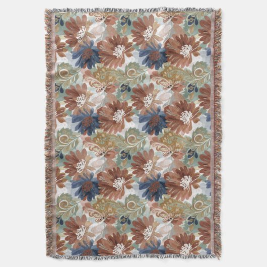 Boho Floral Pattern Throw Blanket Deken (Voorkant Verticaal)