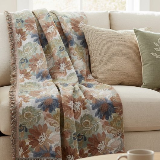 Boho Floral Pattern Throw Blanket Deken
