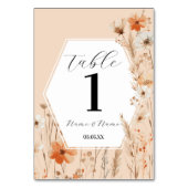 Boho Floral Peach Bohemian Menu Tafelnummers (Achterkant)