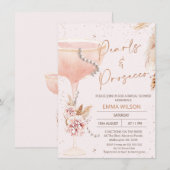 Boho Floral Pearls Prosecco Vrijgezellenfeest Kaart (Voorkant / Achterkant)