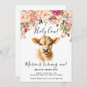 Boho Floral Peony Highland Koe Kinderen Verjaardag Kaart (Voorkant / Achterkant)