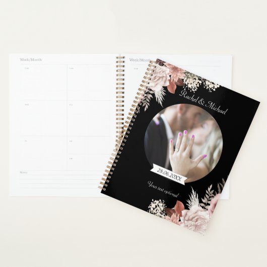 Boho Floral Personalisierbar Foto Hochzeit Planner (Display)