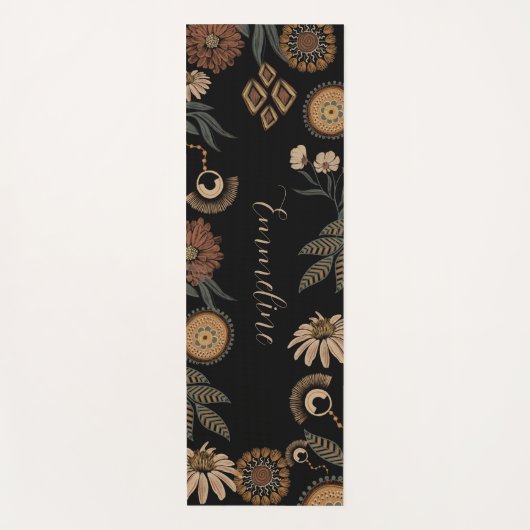 Boho Floral Personalized Yogamat (Voorkant)