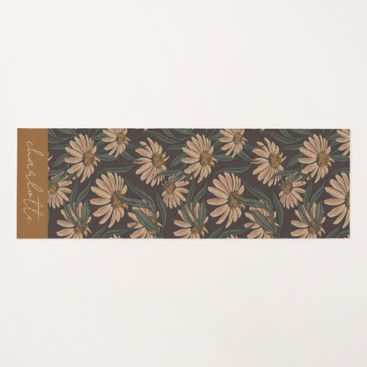 Boho Floral Personalized Yogamat (Voorkant (horizontaal))