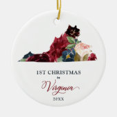 Boho Floral persoonlijke kerstmis in Virginia Keramisch Ornament (Voorkant)