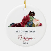 Boho Floral persoonlijke kerstmis in Virginia Keramisch Ornament (Achterkant)